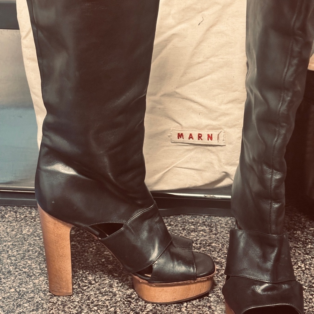 Marni Black Leather High Boots